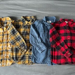 Plaid and Striped Button-Up Shirts Set